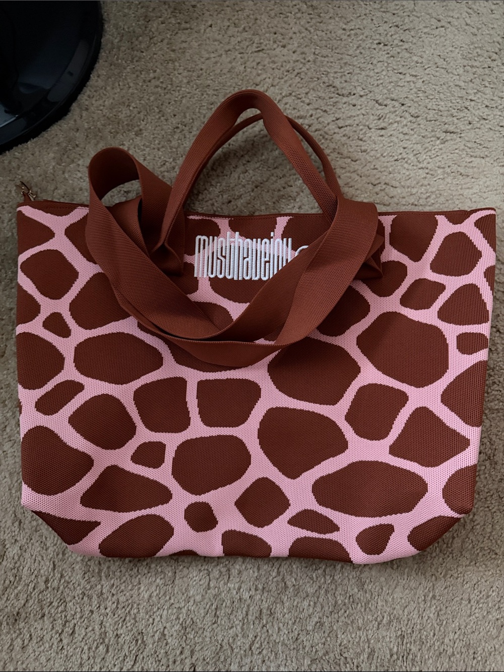 Pink & Brown Giraffe-Print Tote Bag